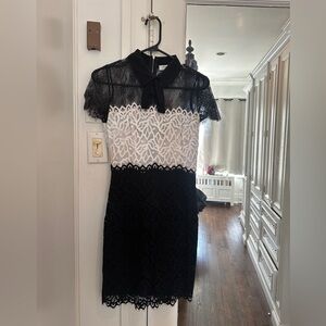 Sandro classic black and white lace dress